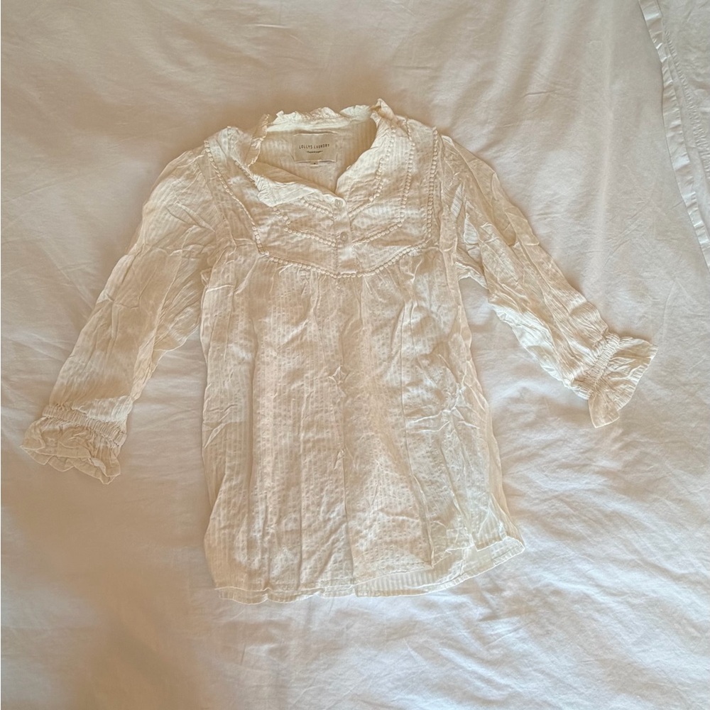 Lollys Laundry Lightweight White Peasant Blouse